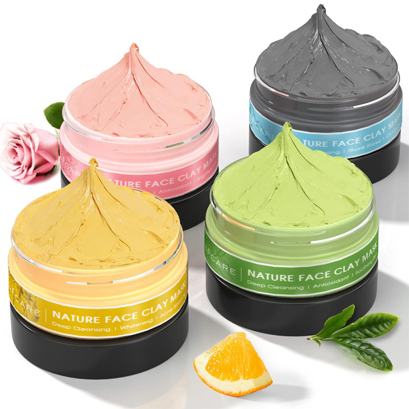 Dust Mask Construction - 4 ชิ้น Clay Facial Mask ชุดขมิ้นวิตามิน