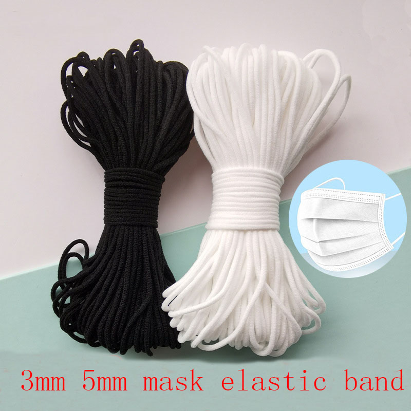 Mask Lanyard Adjustable - หน้ากากยืดหยุ่นเชือก3มม.รอบวงยืดหยุ่นสีขาว5Mmflatหน้ากากน้ำมันCoreเข็มขัดเชือกทำด้วยมือDIYเสื้อผ้าป้องกันอุปกรณ์เสริม10y