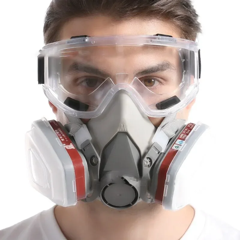 Dust Mask Construction - Original 6200 Respirator หน้ากากป้องกันแก๊สพิษแบบครึ่งหน้าแบบใช้ซ้ําได้พร้อมแว่นตากรองฝ้ายสําหรับจิตรกรรมสเปรย์ขัดความปลอดภัยในการทํางาน
