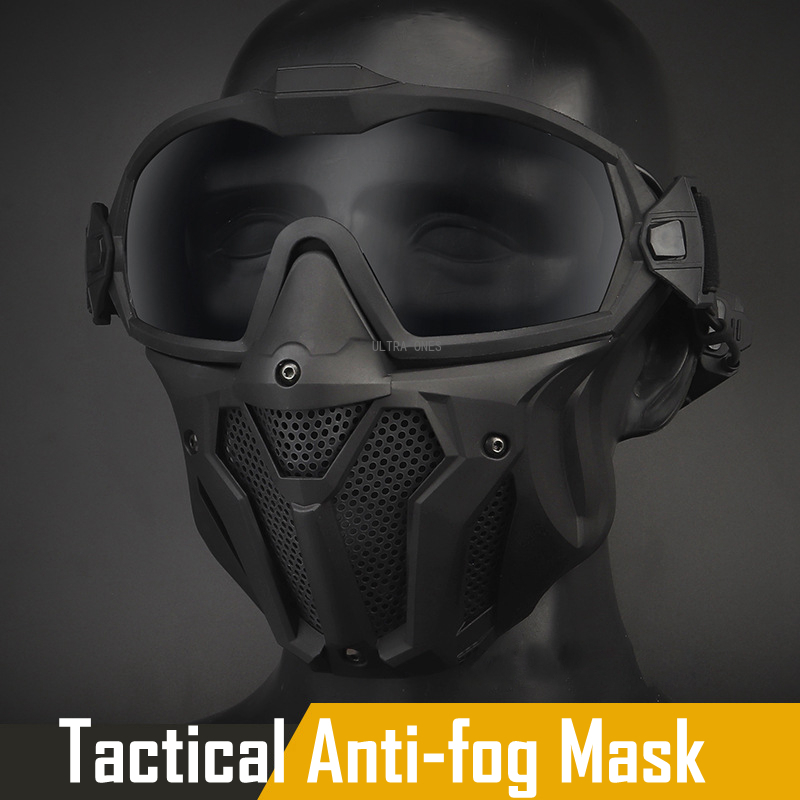 Anti Pollution Mask - ยุทธวิธีFull Face Mask Anti-FOGพัดลมยิงอุปกรณ์ป้องกันความปลอดภัยการล่าสัตว์Airsoft Paintballแว่นตาที่ถอดออกได้หน้ากากชุด