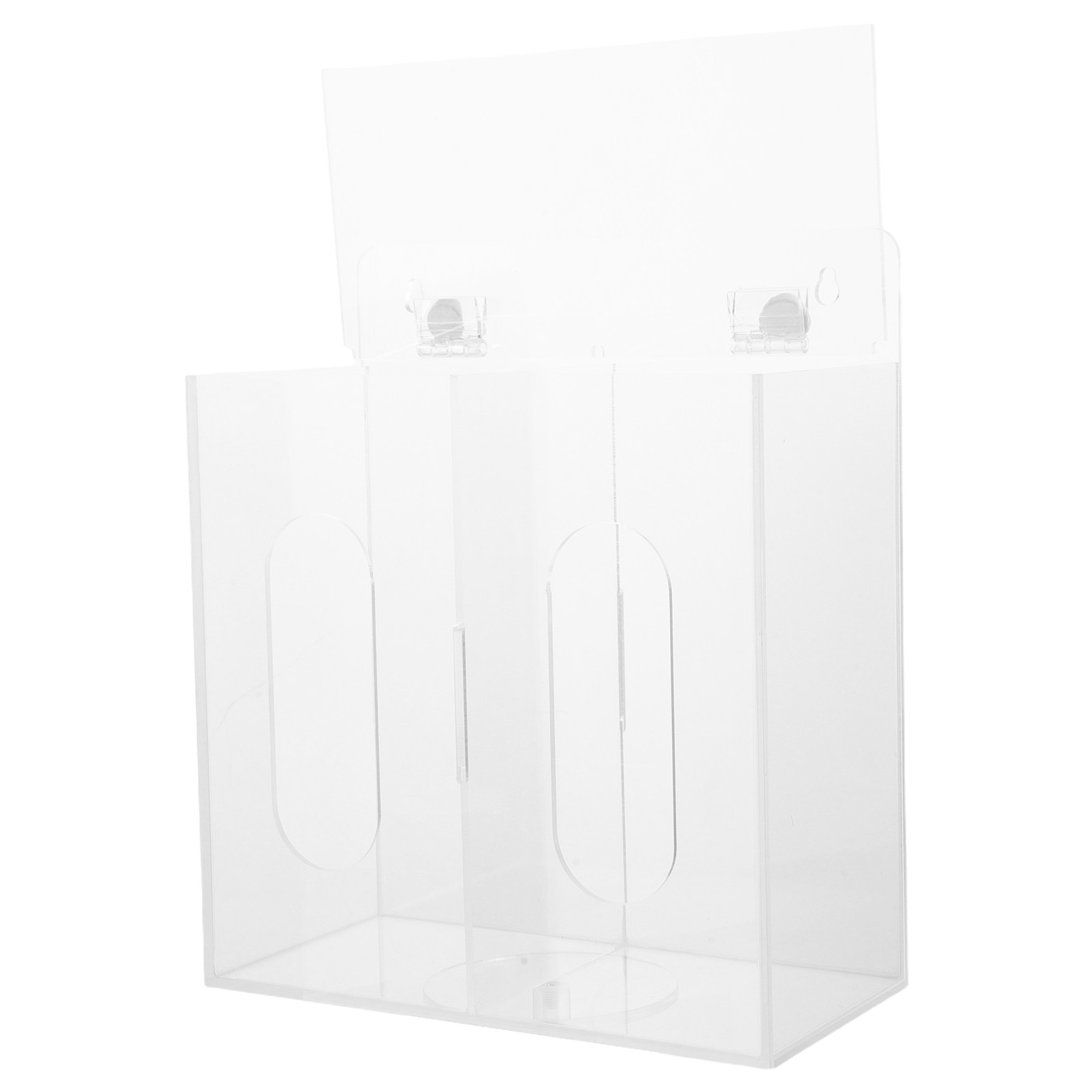 Face Mask Storage Box - กล่องเก็บหน้ากากอะคริลิกใสแบบสองช่อง ฝาปิดกันฝุ่น ติดผนังหรือวางบนโต๊ะได้ ที่เก็บหน้ากาก