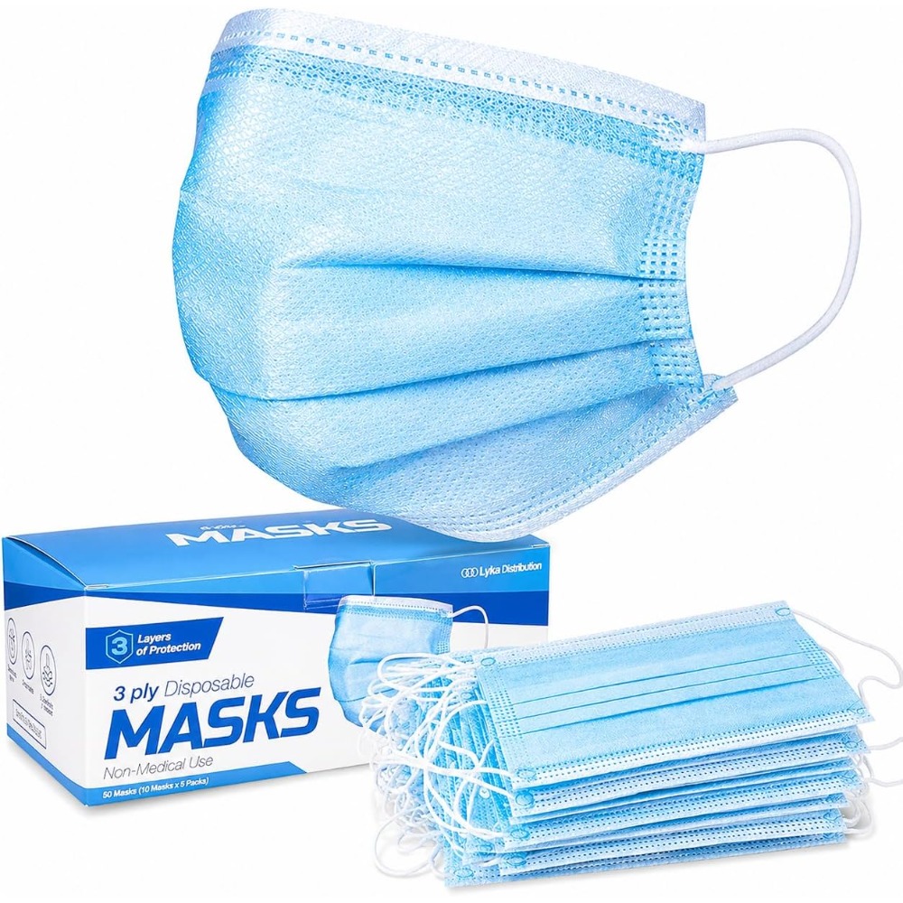 Disposable Mask Blue - หน้ากากอนามัย - หน้ากากแบบใช้แล้วทิ้งสีน้ำเงินคุณภาพสูง - หน้ากากปิดปากแบบ 3