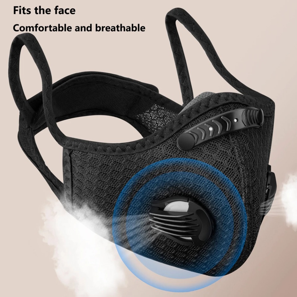 Dust Mask Construction - 1PCS หน้ากากปั่นจักรยานพร้อมหน้ากากกรองคาร์บอน PM2.5 ป้องกันมลพิษล้างทำความสะอาดได้หน้ากากกีฬากลางแจ้งหน้ากากฝึกซ้อมกีฬา