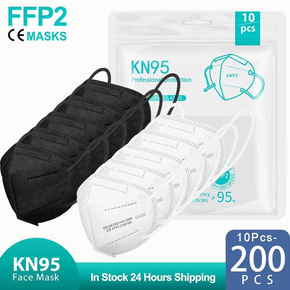Disposable Surgical Mask - 10-200PCS mascarillas fpp2 สีดํา KN95 CE