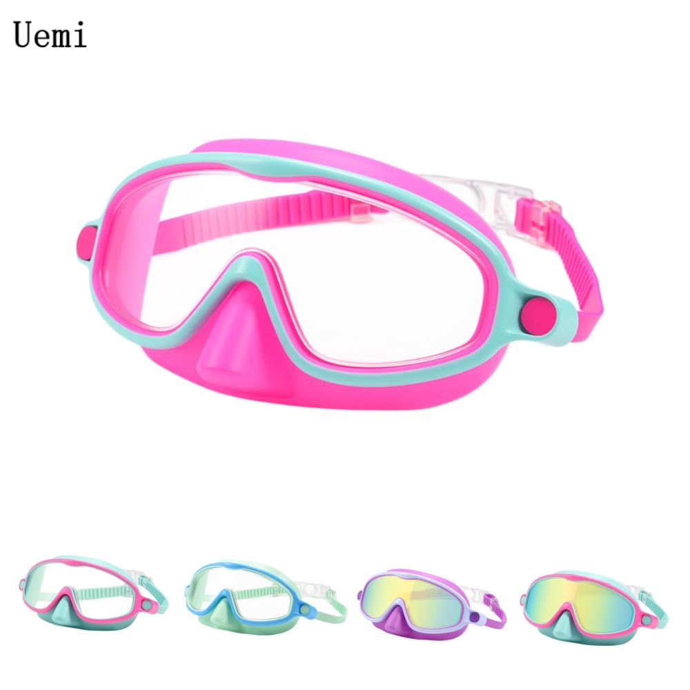 Anti Pollution Mask - แว่นตาว่ายน้ำสำหรับเด็กพร้อมที่ครอบจมูก ป้องกันรังสียูวี ป้องกันการแตก มองเห็นได้กว้าง ป้องกันฝ้า หน้ากากดำน้ำสำหรับเด็กอายุ