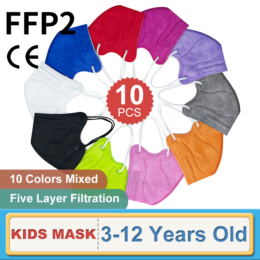 Kids Face Mask - 10ชิ้นหน้ากาก KN95 FFP2หน้ากากปิดหน้าสำหรับเด็ก3-12ชั้นกรองเครื่องช่วยหายใจหน้ากากป้องกัน KN95เด็กหญิงเด็กชายเด็ก
