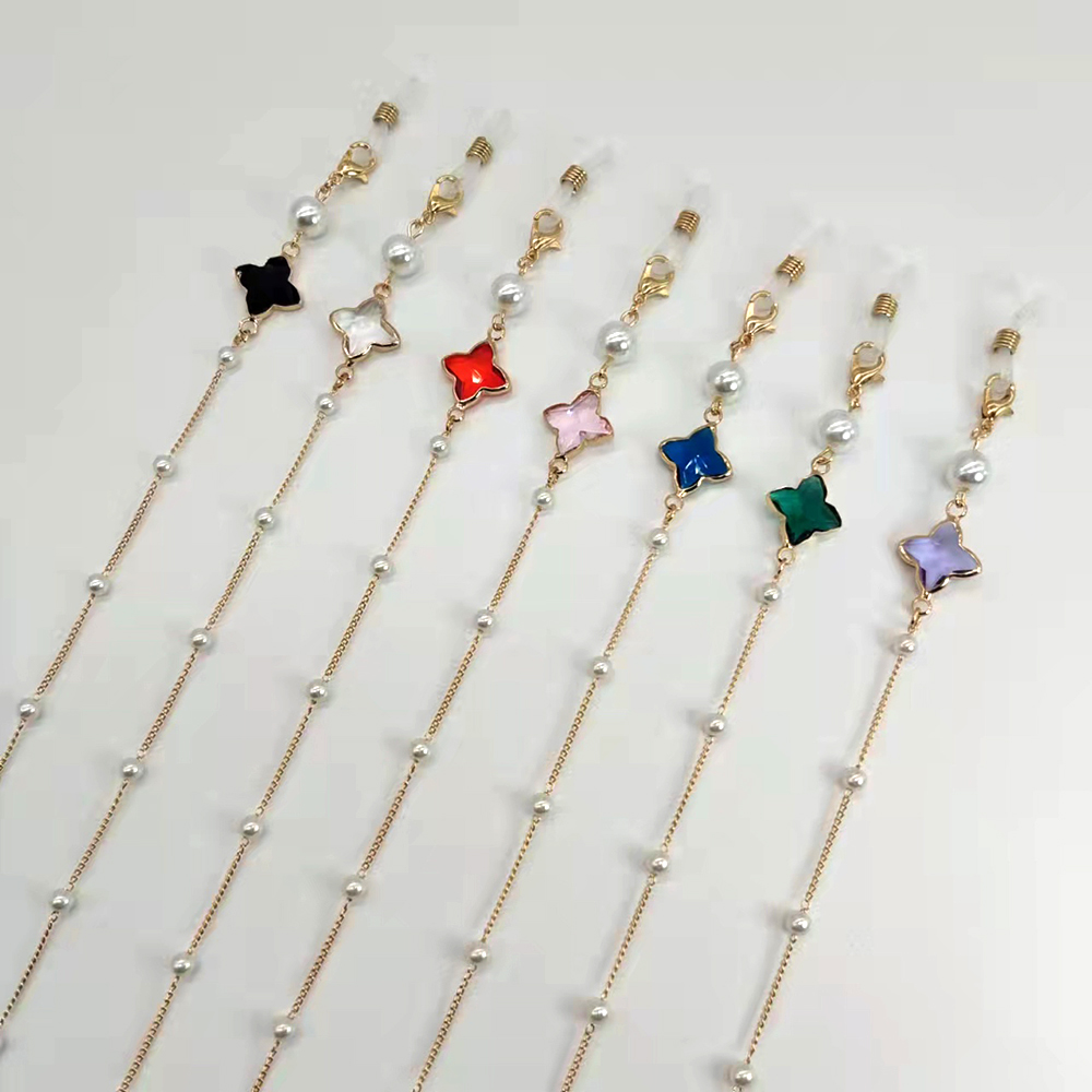 Mask Chain Holder - ผู้หญิงแว่นตาโซ่ลูกปัดพลาสติกหัวใจสีคริสตัล Charm แว่นตา Retainer แว่นตาอ่านหนังสือผู้ถือสายคล้องหน้ากากแขวนเชือก