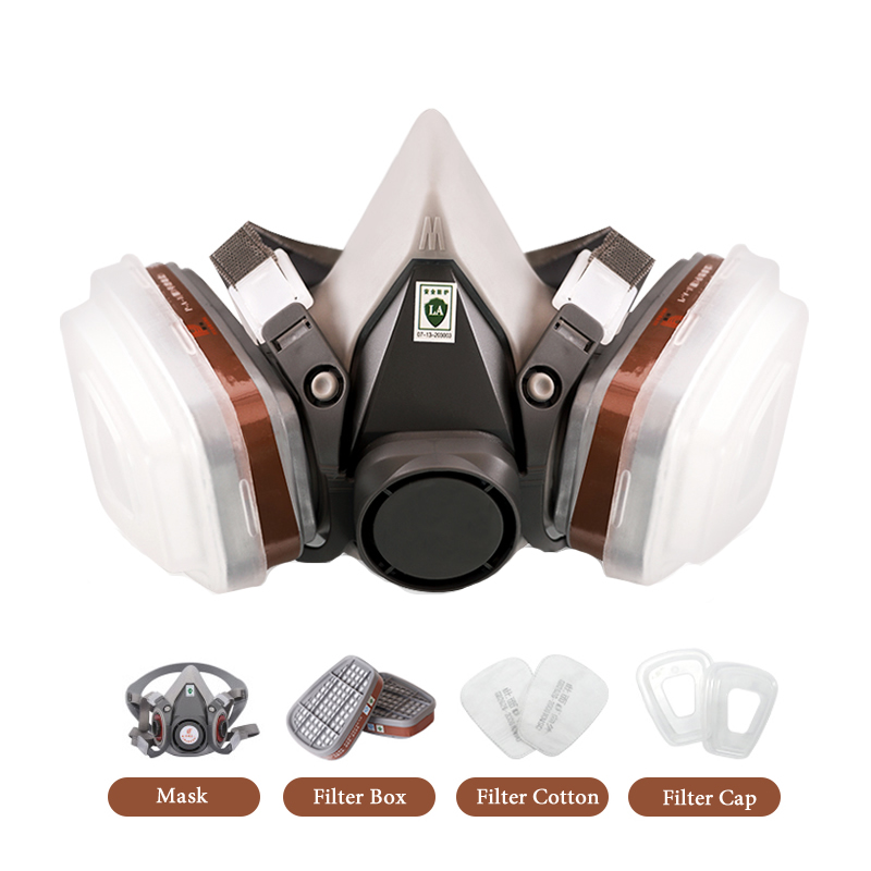 Dust Mask Construction - ครึ่งหน้า6200แก๊ส Mask เคมีหน้ากาก Dual กล่องกรองอินทรีย์ไอระเหยสำหรับจิตรกรรมพ่นขัดทำงานป้องกัน
