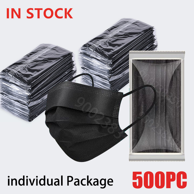 Disposable Surgical Mask - 50-500 ชิ้นสีดําทิ้งได้รับการรับรองหน้ากากผ่าตัดผู้ใหญ่ mascarillas ได้รับการรับรอง surgica หน้ากากปลอดภัย