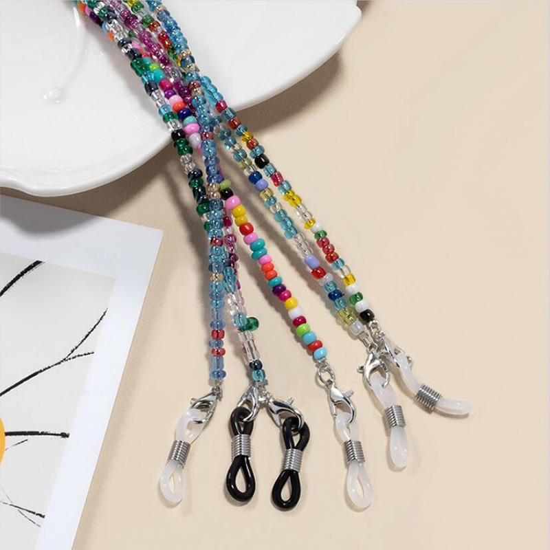 Mask Chain Holder - สายคล้องแว่นตาประดับลูกปัดหลากสี สายคล้องหน้ากากอนามัยสำหรับผู้หญิง เชือกคล้องคอป้องกันการตกหล่น สายคล้องแว่นกันแดด