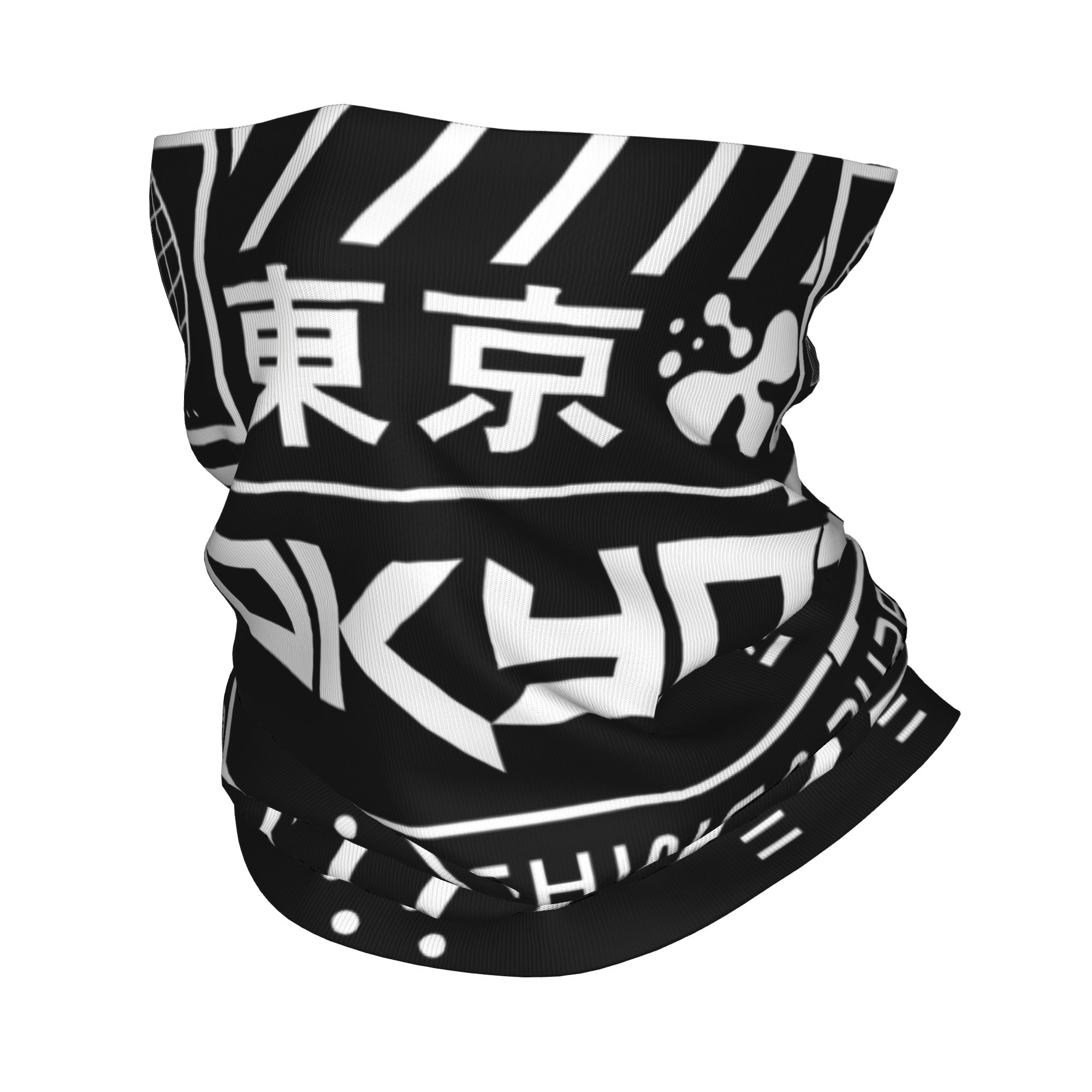 Neck Gaiter Face Cover - ผ้าคลุมหน้าแบบ Techwear ป้องกันลม สำหรับผู้หญิงและผู้ชาย สไตล์ไซเบอร์พังก์ ลายเครื่องจักรกล
