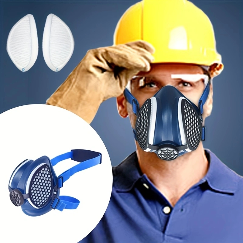 Respirator Half Face - เครื่องช่วยหายใจแบบครึ่งหน้ากากซิลิโคนพร้อมตัวกรองแบบถอดเปลี่ยนได้และนํากลับมาใช้ใหม่ได้ รวมสําหรับการทาสีฝุ่นทํางานหน้ากากป้องกันใบหน้าที่ปลอดภัยยิ่งขึ้น