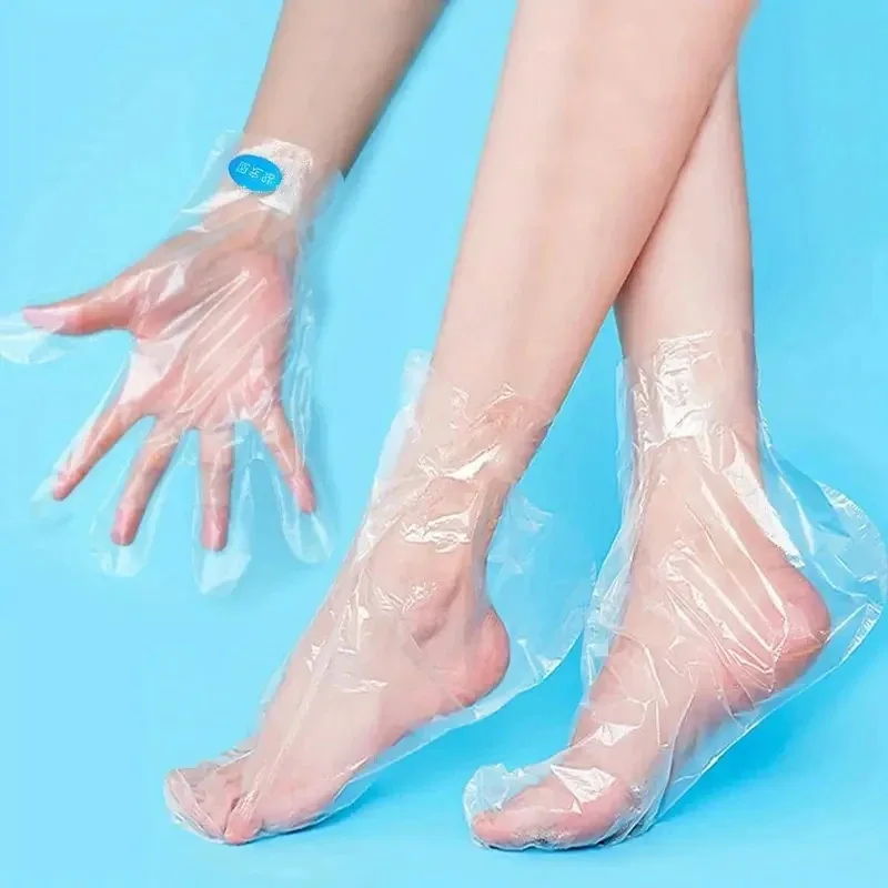 Disposable Mask Blue - แผ่นปิดมือและเท้าแบบหนาใช้แล้วทิ้ง ป้องกันสิ่งสกปรกอเนกประสงค์ พร้อมจุดกาวสีน้ำเงินสำหรับการดูแลส่วนบุคคล