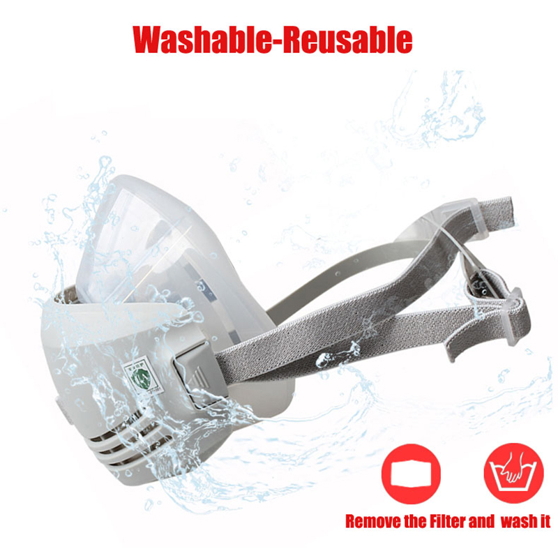 Respirator Half Face - ซิลิโคนป้องกันฝุ่นหน้ากากป้องกันแก๊สกรอง1201ผ้าฝ้ายขัด Half Face หน้ากากป้องกันฝุ่นล้างทำความสะอาดได้