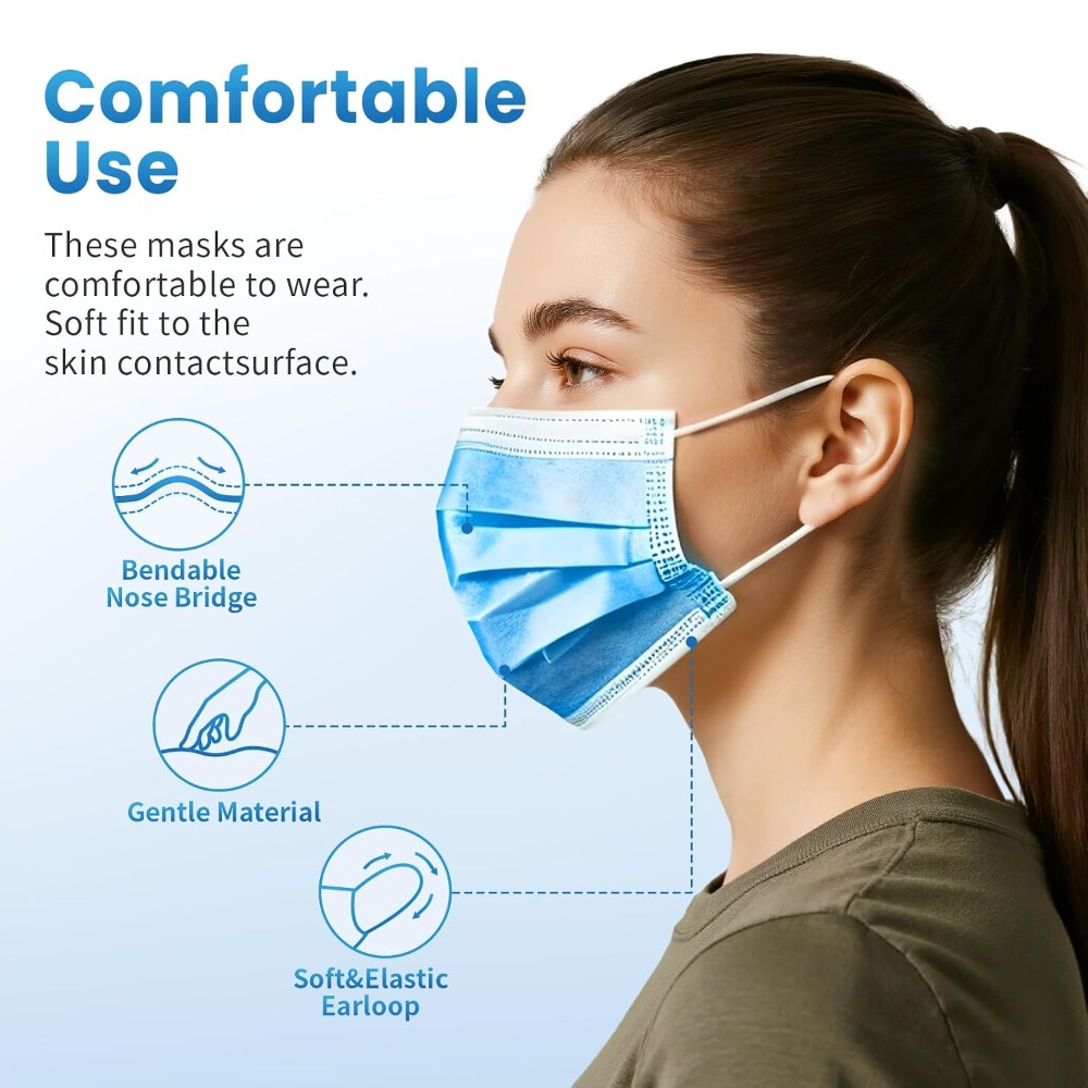 หน้ากากอนามัยแบบใช้แล้วทิ้งสีฟ - Disposable Mask Blue บทวิจารณ์และราคา