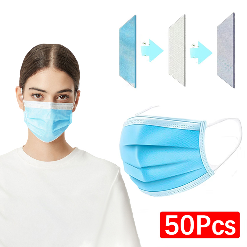 50 ชิ้น Unisex 3 ชั้นหน้ากากหน - Disposable Mask Blue บทวิจารณ์และราคา