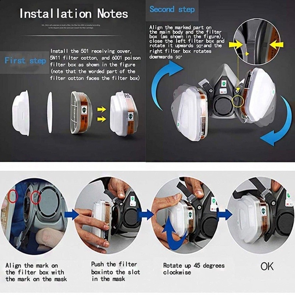 นำกลับมาใช้ใหม่ได้ ‌ หน้ากากป้ - Respirator Half Face บทวิจารณ์และราคา