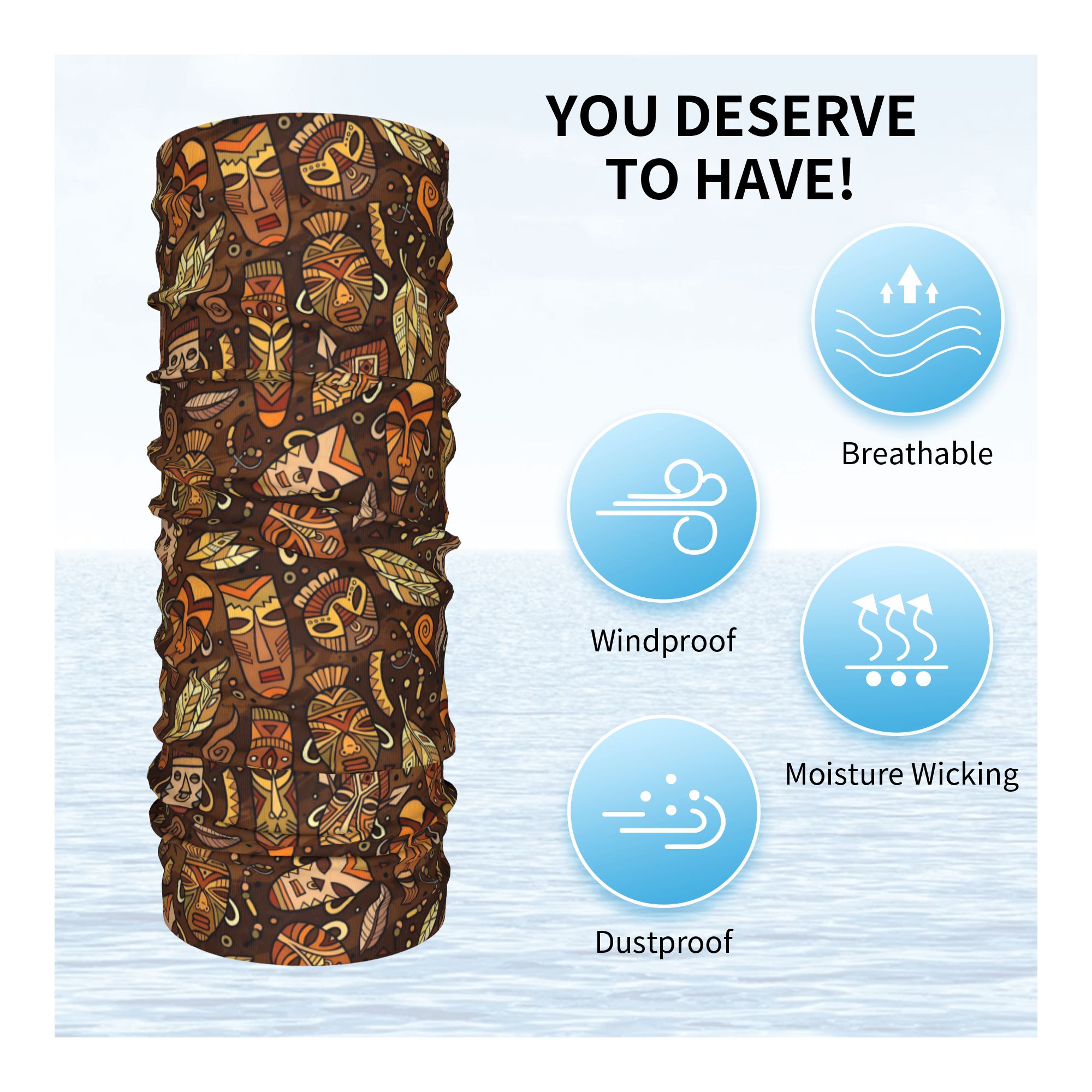 ผ้าพันคอแบบมีลายหน้ากากชนเผ่า  - Neck Gaiter Face Cover บทวิจารณ์และราคา