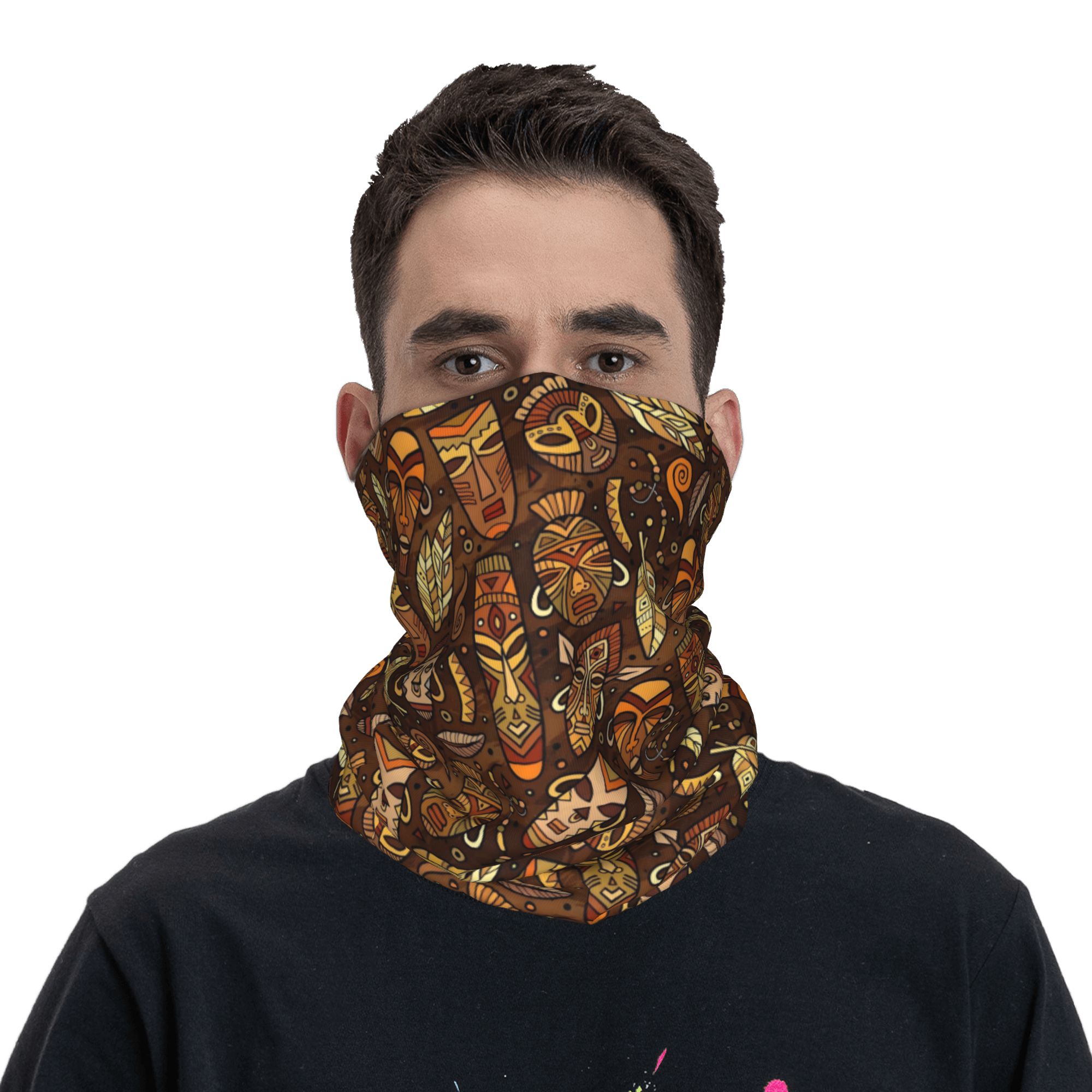 ผ้าพันคอแบบมีลายหน้ากากชนเผ่า  - Neck Gaiter Face Cover บทวิจารณ์และราคา