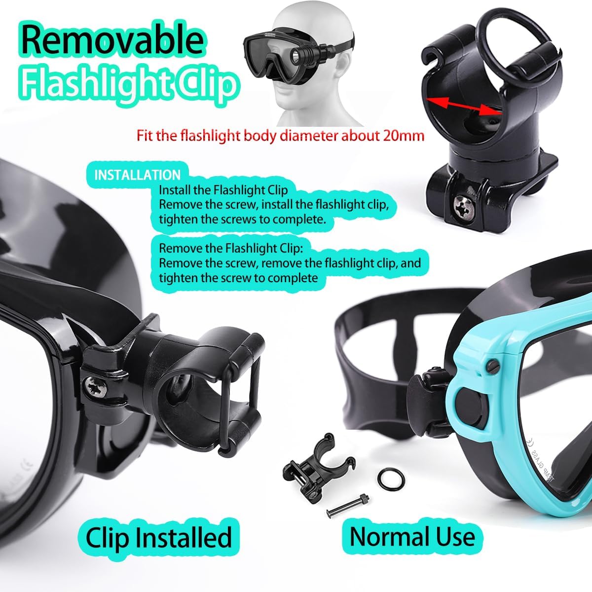 หน้ากากดำน้ำพร้อมตัวยึดไฟฉายหน - Silicone Mask Bracket บทวิจารณ์และราคา